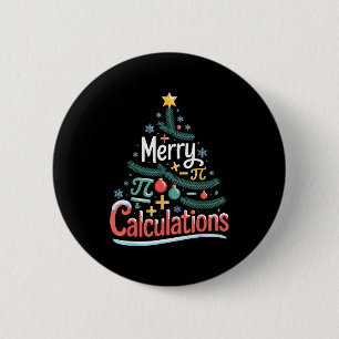 Merry Calculations Funny Math Teacher Christmas 6 Cm Round Badge