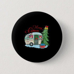 Merry Camper Christmas Santa Camper Camng Truck Xm 6 Cm Round Badge