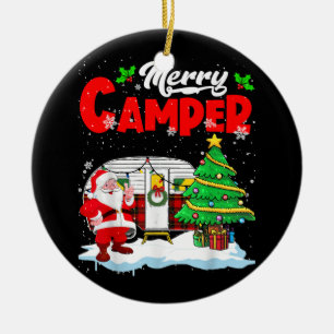 Merry Camper Christmas Santa Camper Camping Truck  Ceramic Ornament