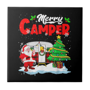 Merry Camper Christmas Santa Camper Camping Truck  Ceramic Tile