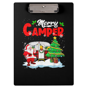Merry Camper Christmas Santa Camper Camping Truck  Clipboard