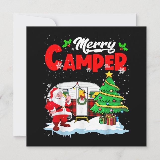 Merry Camper Christmas Santa Camper Camping Truck  Invitation (Front)