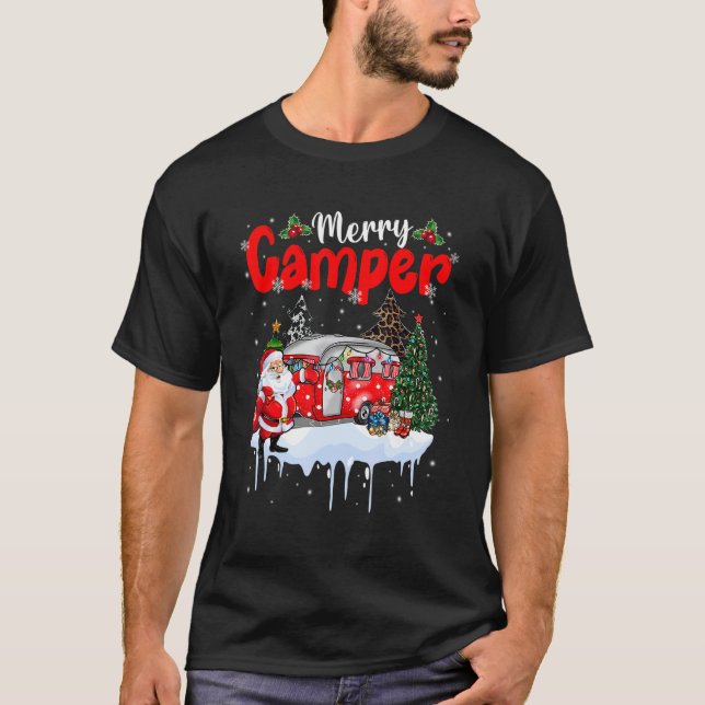 Merry Camper Christmas Santa Camper Camping Truck  T-Shirt (Front)
