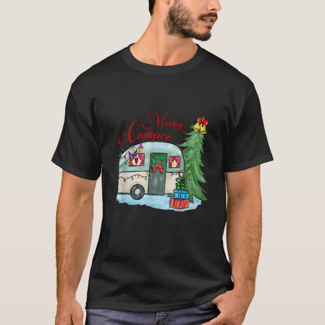 Merry Camper Christmas Santa Camper Camping Truck  T-Shirt (Front)