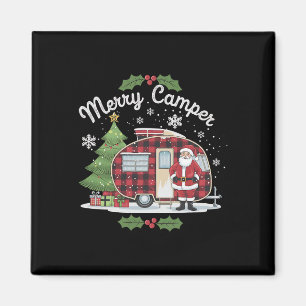 Merry Camper Christmas Santa Camping Truck Family  Magnet