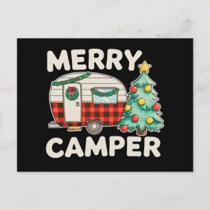 Merry Camper Vintage Christmas Tree Decor Xmas Holiday Postcard