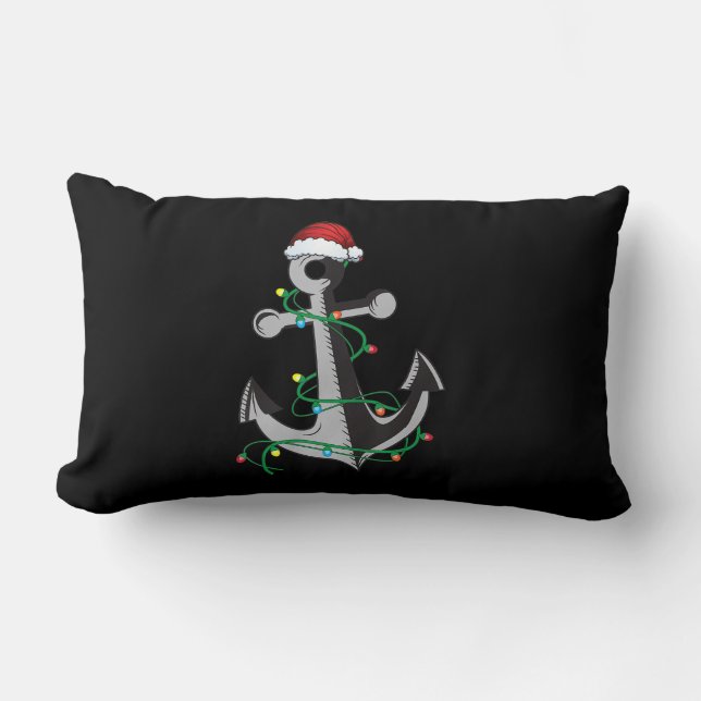 Merry Captain Santa Xmas Light Anchor Christmas Lumbar Cushion (Front)