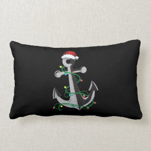Merry Captain Santa Xmas Light Anchor Christmas Lumbar Cushion
