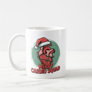 Merry Cardio Squad Cute Anatomical Heart with Chri Coffee Mug
