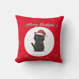 Merry cat christmas tree kitten CatMAS Snowflake Cushion