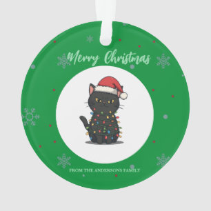Merry cat christmas tree kitten CatMAS Snowflake Ornament