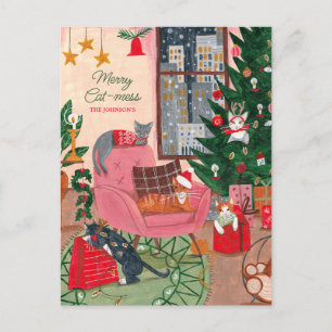 Merry Cat-mess cats Christmas  Holiday Card