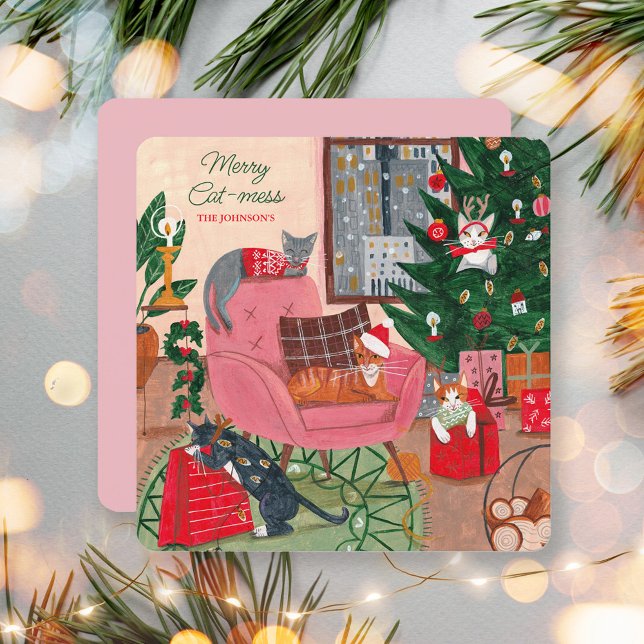 Merry Cat-mess cats Christmas Holiday Card (Merry Cat-mess cats Christmas Holiday Card)