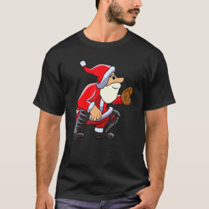 Merry Catchmas Christmas Santa Claus Baseball Catc T-Shirt