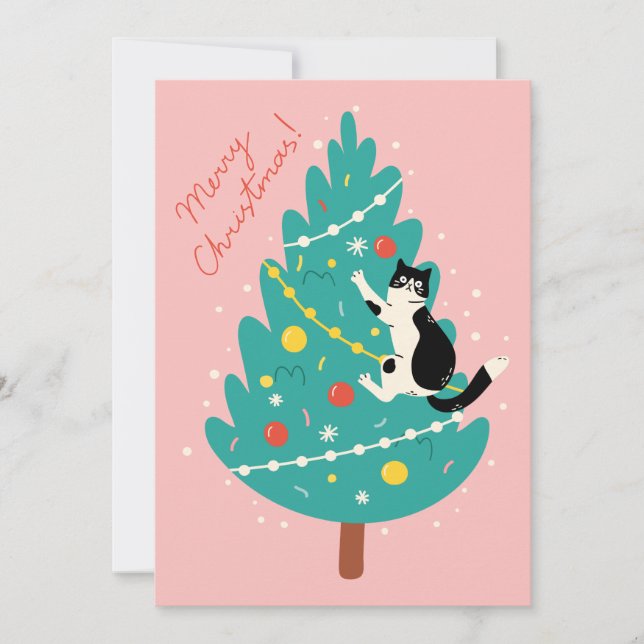 Merry Catmas - A Purr-fect Christmas Climb Holiday Card (Front)