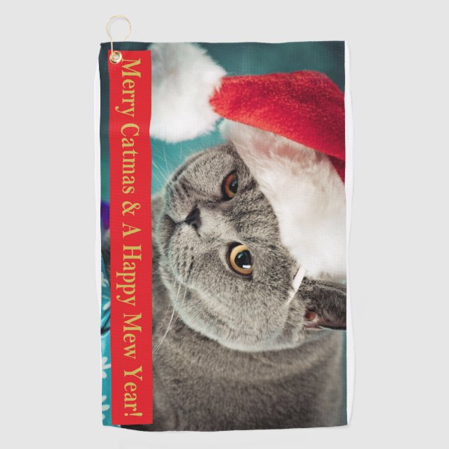 Merry Catmas and A Happy Mew Year! Golf Towel (Front)