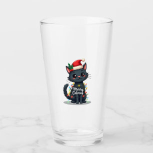 Merry Catmas Black Cat Christmas Light Xmas Family Glass