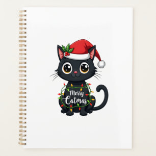Merry Catmas Black Cat Christmas Light Xmas Family Planner