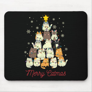 Merry Catmas Cat Christmas Tree Cat Lover Mouse Pad