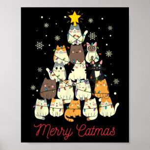 Merry Catmas Cat Christmas Tree Cat Lover  Poster