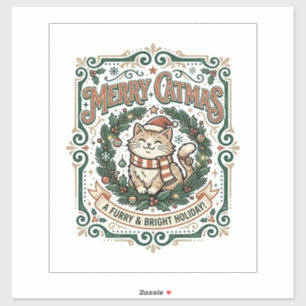 Merry Catmas Cat Christmas Vintage Vector Art Shir