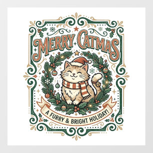 Merry Catmas Cat Christmas Vintage Vector Art Shir