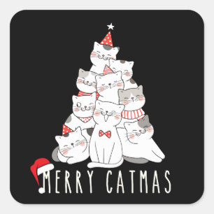 Merry Catmas Cat Lady Christmas Stickers