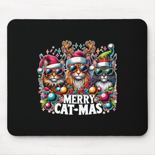 Merry Catmas Cat-mas Crew Christmas Fun Cats Mouse Pad (Front)