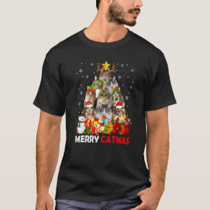Merry Catmas Cat Mum Cat Dad Christmas Norwegian F T-Shirt