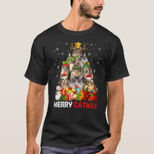 Merry Catmas Cat Mum Cat Dad Christmas Norwegian F T-Shirt