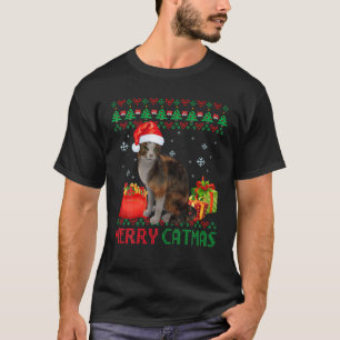 Merry Catmas Cat Ugly Christmas Abyssinian Mum Dad T-Shirt