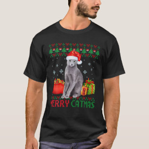 Merry Catmas Cat Ugly Christmas Blue-Eyed Russian T-Shirt