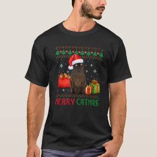 Merry Catmas Cat Ugly Christmas Bombay Mum Dad T-Shirt