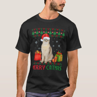 Merry Catmas Cat Ugly Christmas Burmilla Mum Dad T-Shirt