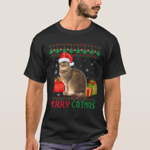 Merry Catmas Cat Ugly Christmas Laperm Cat Mum Dad T-Shirt