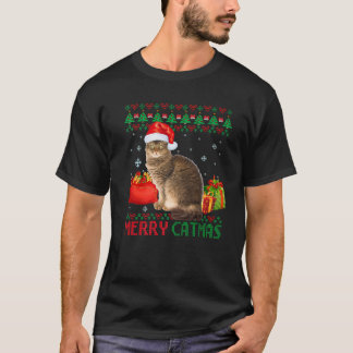 Merry Catmas Cat Ugly Christmas Laperm Cat Mum Dad T-Shirt