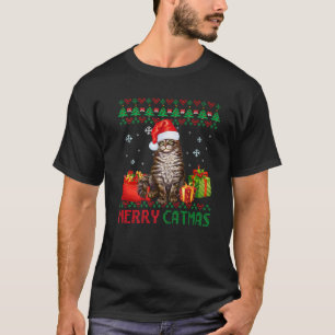 Merry Catmas Cat Ugly Christmas Maine Coon Mum Dad T-Shirt