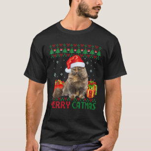 Merry Catmas Cat Ugly Christmas Munchkin Cat Mum D T-Shirt