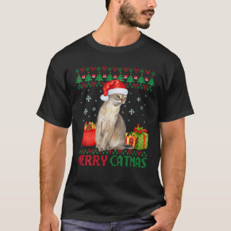 Merry Catmas Cat Ugly Christmas Singapura Cat Mom T-Shirt