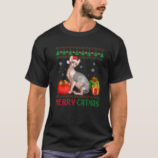 Merry Catmas Cat Ugly Christmas Sphynx Mom Dad T-Shirt
