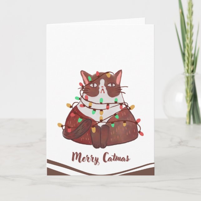 Merry Catmas Christmas Card Fun Festive (Front)