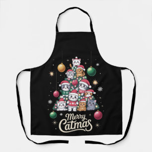 Merry Catmas Christmas Cat Tree Ornaments Sweater Apron