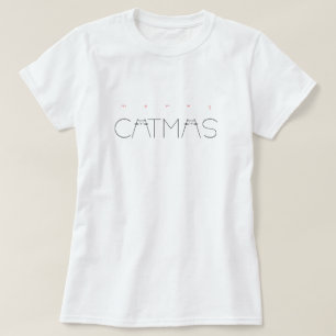 Merry Catmas Christmas Cute Funny Cats Typography T-Shirt
