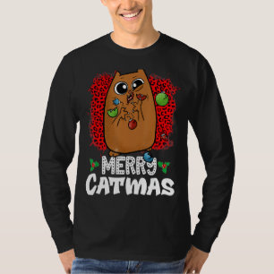 Merry Catmas Christmas Kids Boys Women Xmas Cat T-Shirt