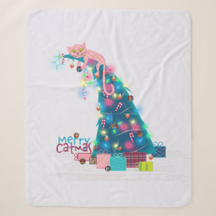 Merry Catmas Christmas Sherpa Blanket