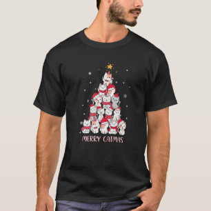 Merry Catmas Christmas Tree Cat Mum Cat Dad Christ T-Shirt