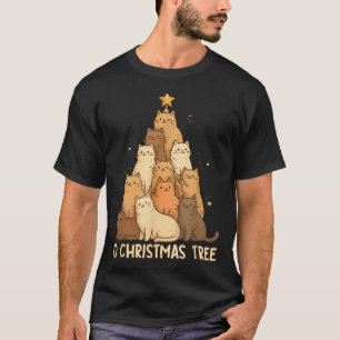 Merry Catmas Christmas Tree Cats Xmas Meow  T-Shirt