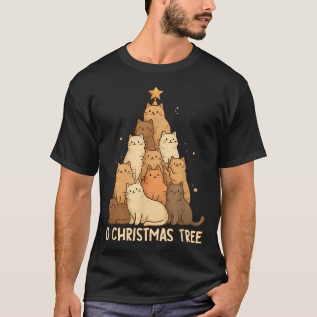 Merry Catmas Christmas Tree Cats Xmas Meow  T-Shirt (Front)