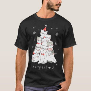 Merry Catmas Christmas Tree Winter Cats Santa Cat T-Shirt