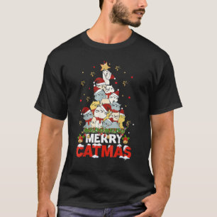 Merry Catmas Christmas Tree Winter Cats Santa Cat T-Shirt